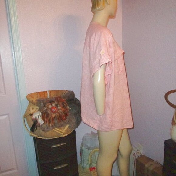 NEW Lafayette 148 LINEN Sublime Justice Size 14 BLOUSE Top BUTTON UP Tunic CLAY - Picture 5 of 11